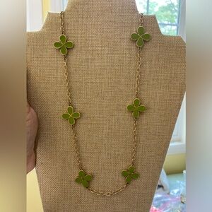 Green‎ Enamel Flower Necklace
